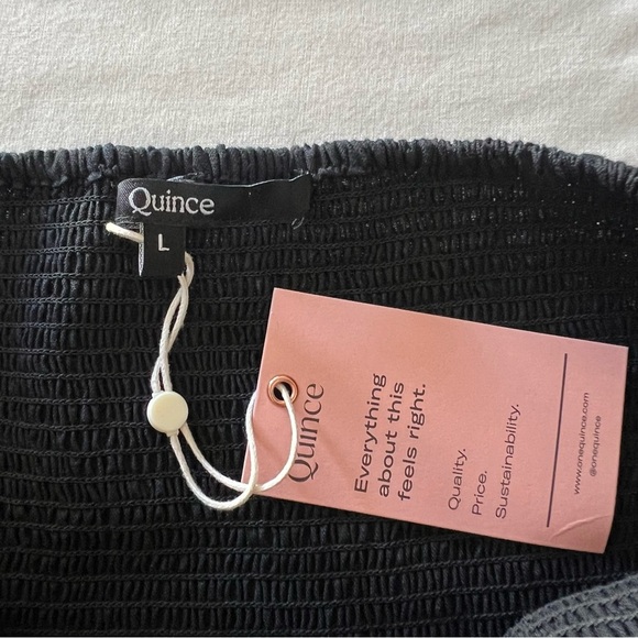 Quince 100% European Linen Smocked Mini Dress in Black - Picture 13 of 16